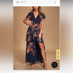 NWT Lulus Midnight Mood Navy Floral
Print Tiered Maxi Dress (medium)